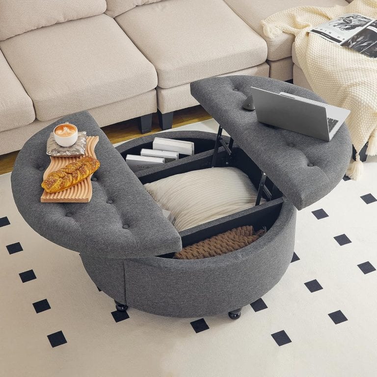 Round Ottoman Coffee Table With Tray