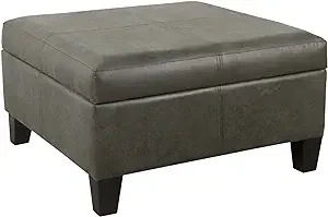 Homepop Luxury Large Faux Leather Ottoman: Square Storage