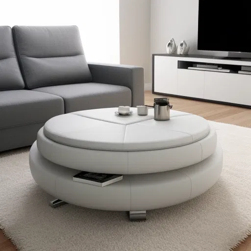 Stylish Ottoman Tables with Storage in futuristic living room