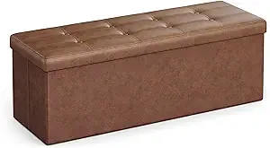 Songmics 43 Inches Folding Storage Ottoman Bench
