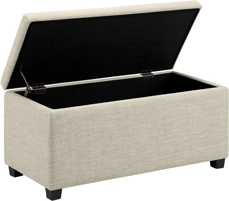 Amazon Basics Upholstered Storage Rectangular Ottoman and Entryway Bench