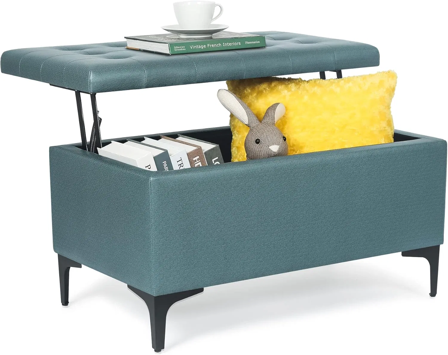 Homebeez Leatheaire Storage Ottoman Bench