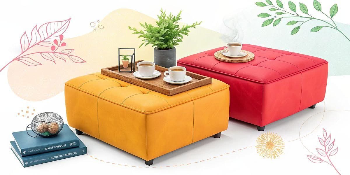 Create a Cozy Space with These Leather Ottomans with Trays